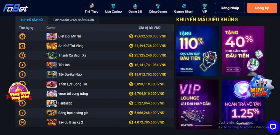 Tổng hợp các trò chơi phổ biến tại vn100 chính thức